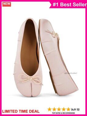 Split Toe Ballet Flats Comfort Slip-On Work Shoes